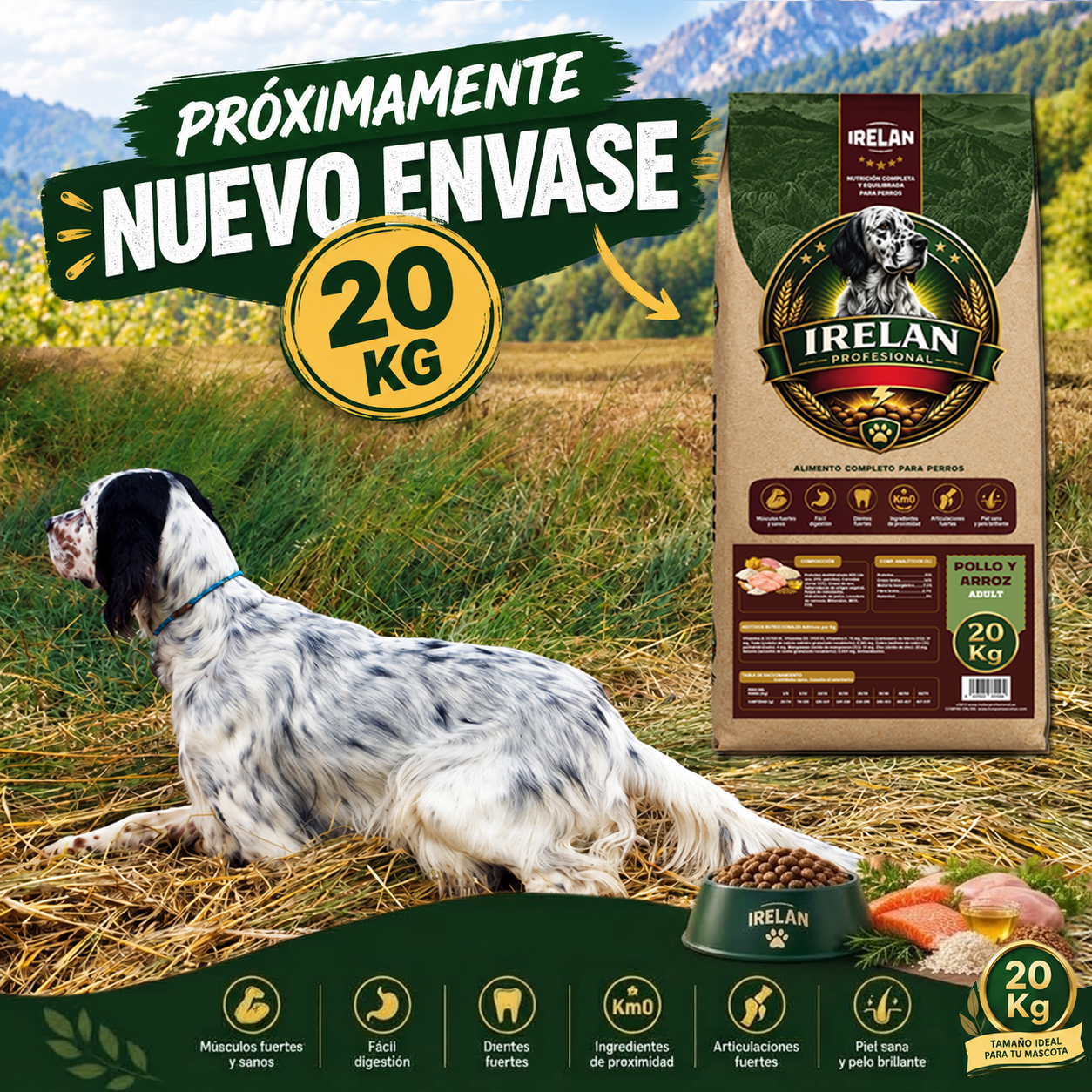 Composición de todos los sacos de pienso Irelan Profesional